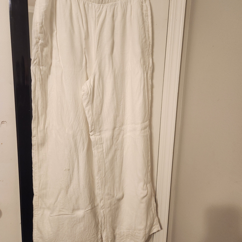 Abercrombie & Fitch White Wide-Leg Pants